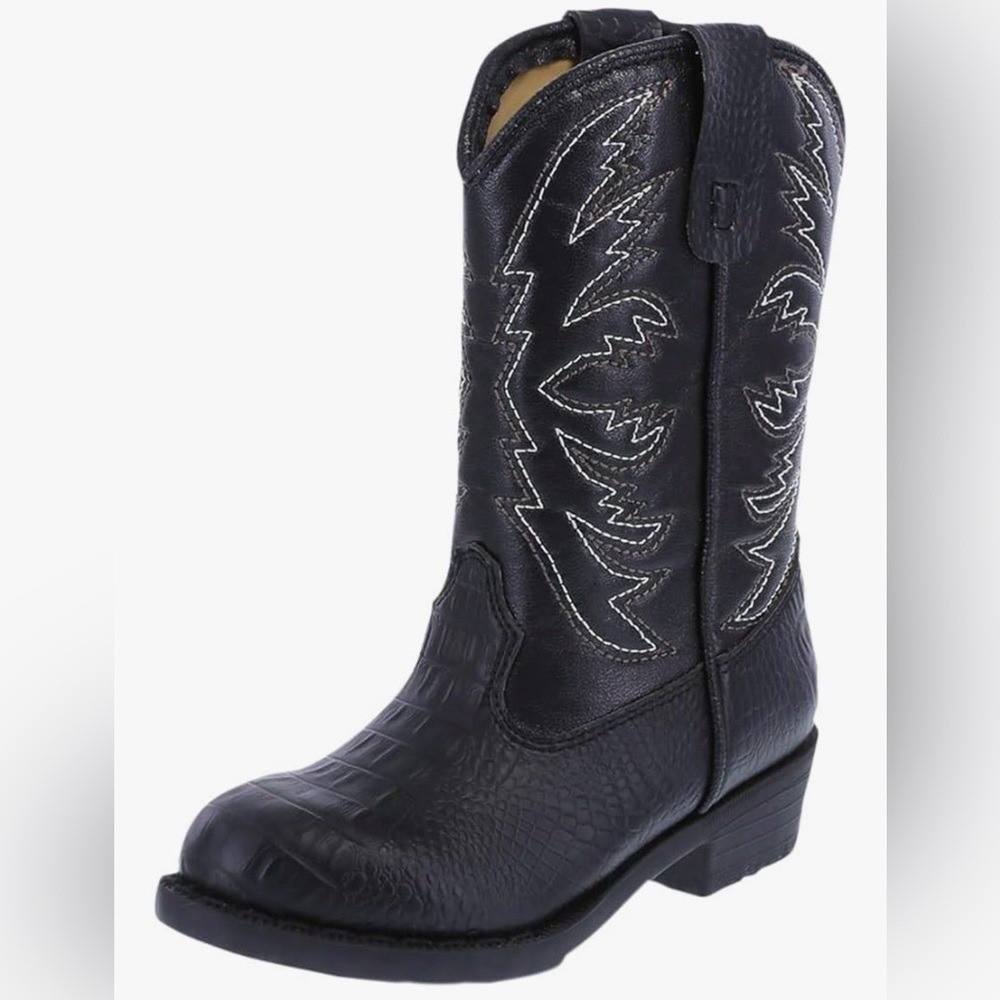 SMARTFIT Black Cowboy Boots Western Cowgirl Kid Croc Crocodile Toddler Little 13